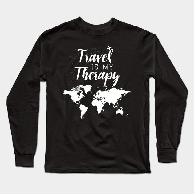 Travel Is My Therapy Long Sleeve T-Shirt by Skylane